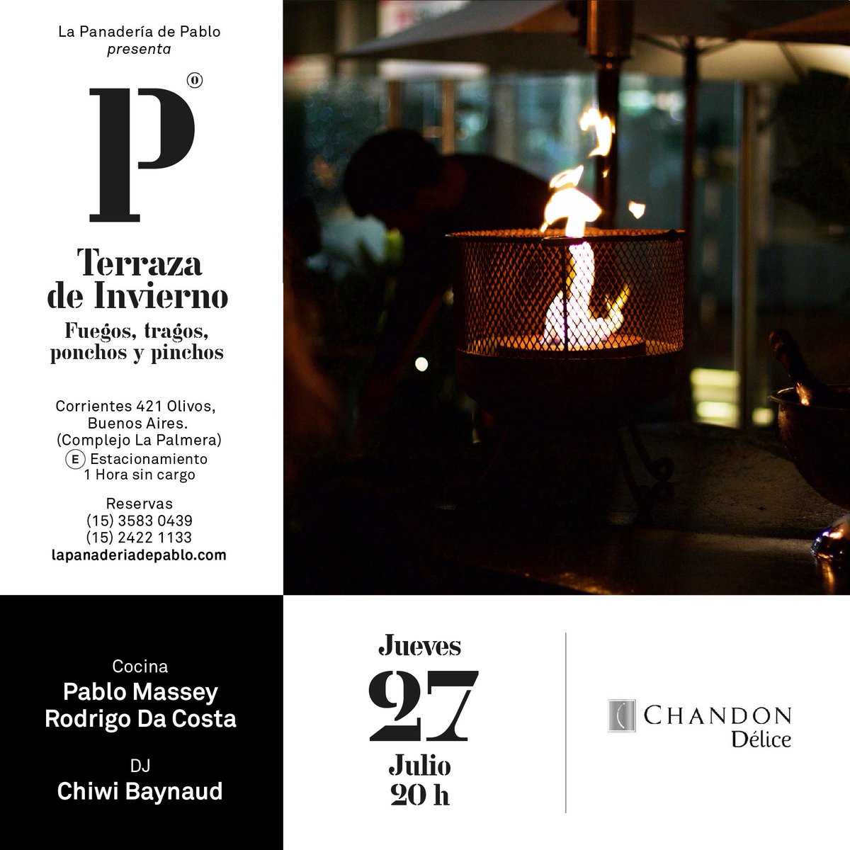 La terraza de La Panadería sigue desafiando al frío. Una nueva edición de Tragos &amp; Pinchos, con el auspicio de Chandon.