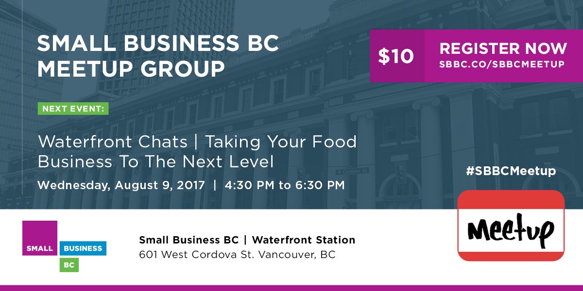 SmallBusinessBC's tweet photo. Starting a #food #business in #BC? Network with local restaurant and food entrepreneurs at our #SBBCMeetup 🍽️ https://t.co/Vif7EwRVgI https://t.co/Rz1XZJ1OaZ