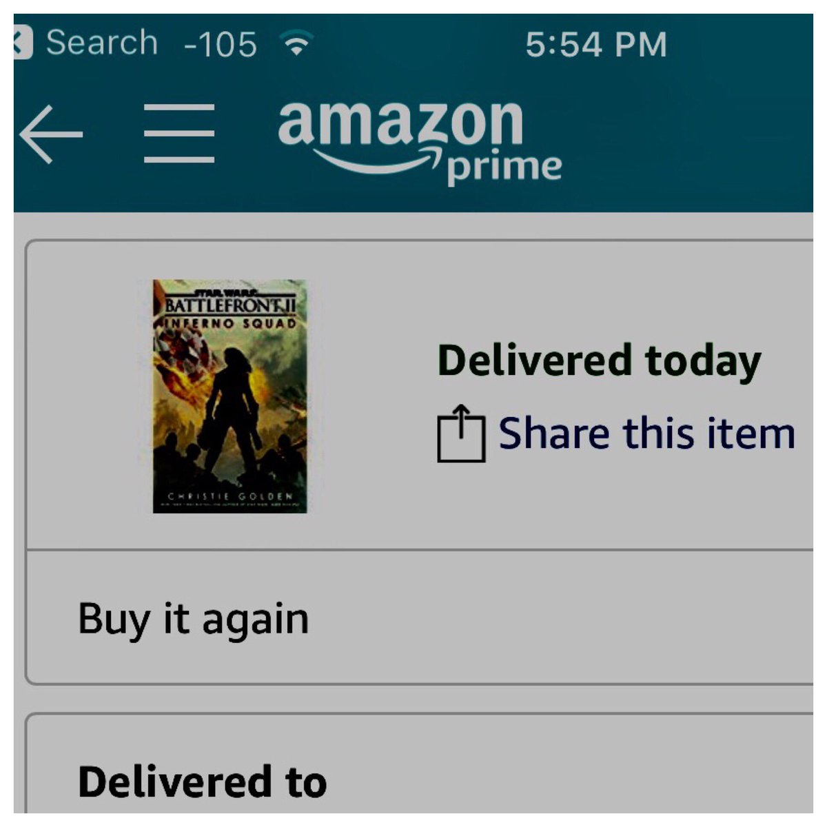 SWcanonchron's tweet photo. @DelReyStarWars when your #InfernoSquad book gets delivered to your new house you don't move into until Friday 😭😭😭 #StarWars https://t.co/J4ADsb11sE