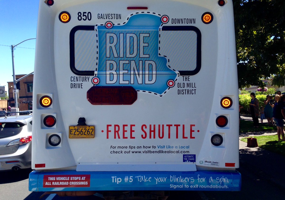 RideCET's tweet photo. Have you seen this bus rolling around town? Hop on and off #RideBend between 2 and 10p to see all your favorite sights in downtown Bend. https://t.co/ieq0YGPFWV
