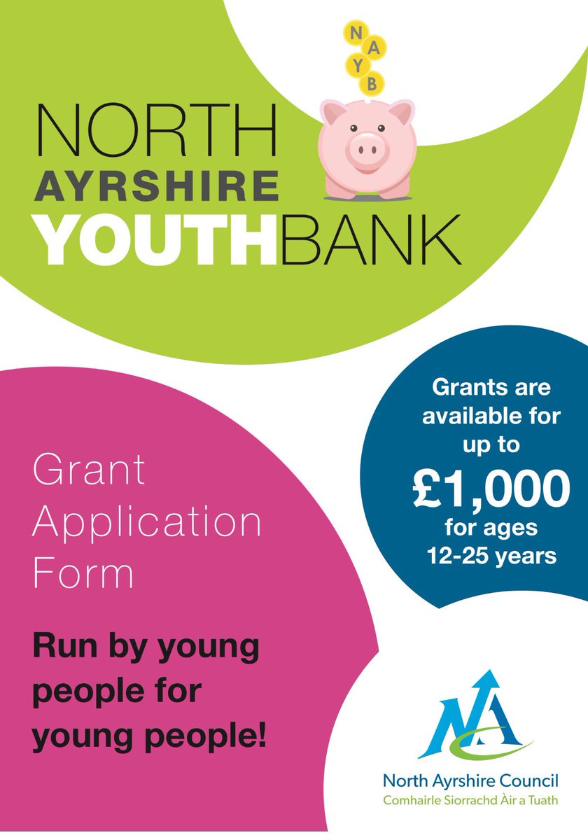NAYouthServices's tweet photo. Our new & improved youthbank application will be ready soon to apply for grants for young people up to ยฃ1000 in @North_Ayrshire @Ybspig https://t.co/K2XjPPASbb