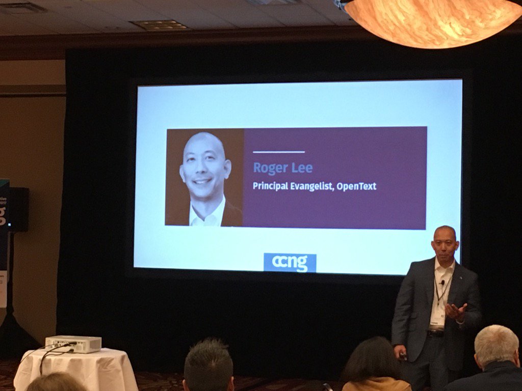 RevardOpenText's tweet photo. Roger Lee stealing the show! #ExecSummit2017 @OTQfiniti https://t.co/2WCgeui16t