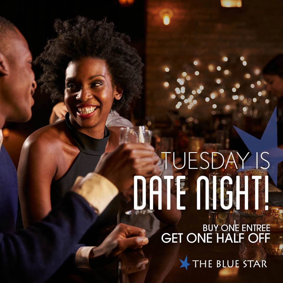 TheBlueStarcos's tweet photo. It's time - Tuesday is the perfect night to take your partner on a date! #DateNight #Tuesdaydatenight #theBlueStar https://t.co/LCB2vJ3jTz