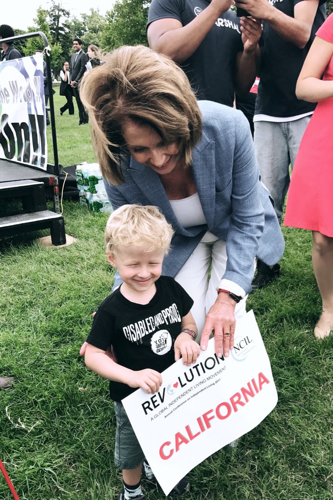 Tay_Griffin14's tweet photo. .@NancyPelosi meets with a young disability rights advocate on the Capitol West Front #ProtectOurCare #NCIL2017 https://t.co/yFRz3fHzyc