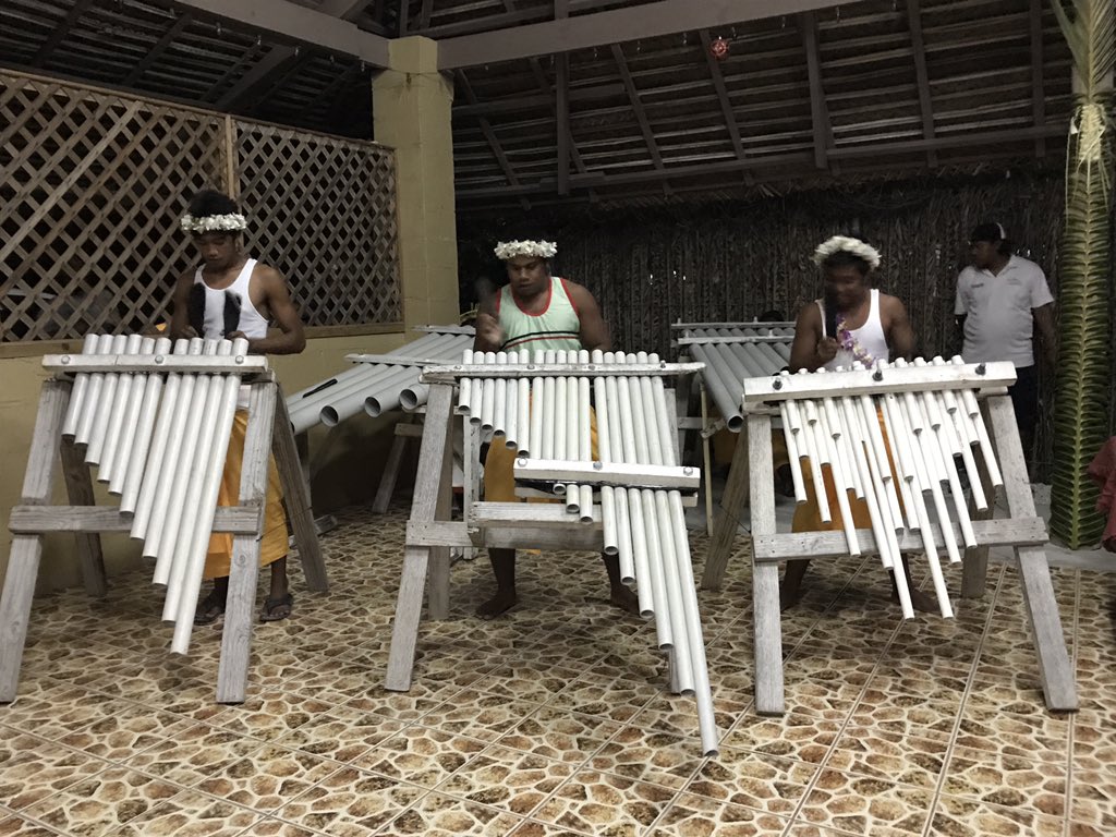 baumlab's tweet image. Most ingenious use of PVC pipes ever! Feast night on #Kiritimati. Love this island. #KI2017
