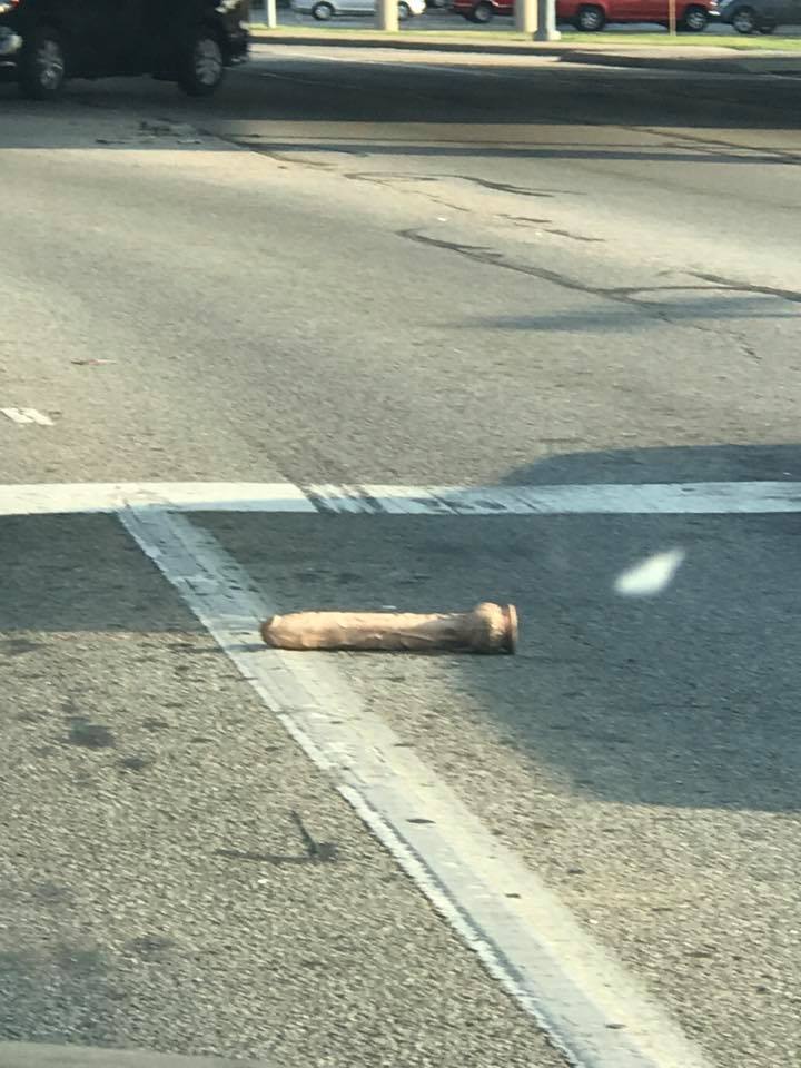 EvansvilleWatch's tweet image. Hazard: Plastic penis pleasuring device discarded, dropped, dangling in the roadway at Green River/Lloyd.
Photo: Craig Jones #tristateroads