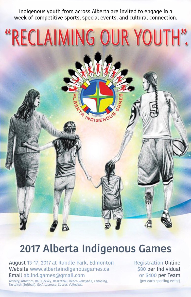 AbIndGames's tweet photo. 2017 Alberta Indigenous Games starts in less than 3 weeks! Get registered on our website! For questions email us at ab.ind.games@gmail.com https://t.co/ZbRusoT1SL