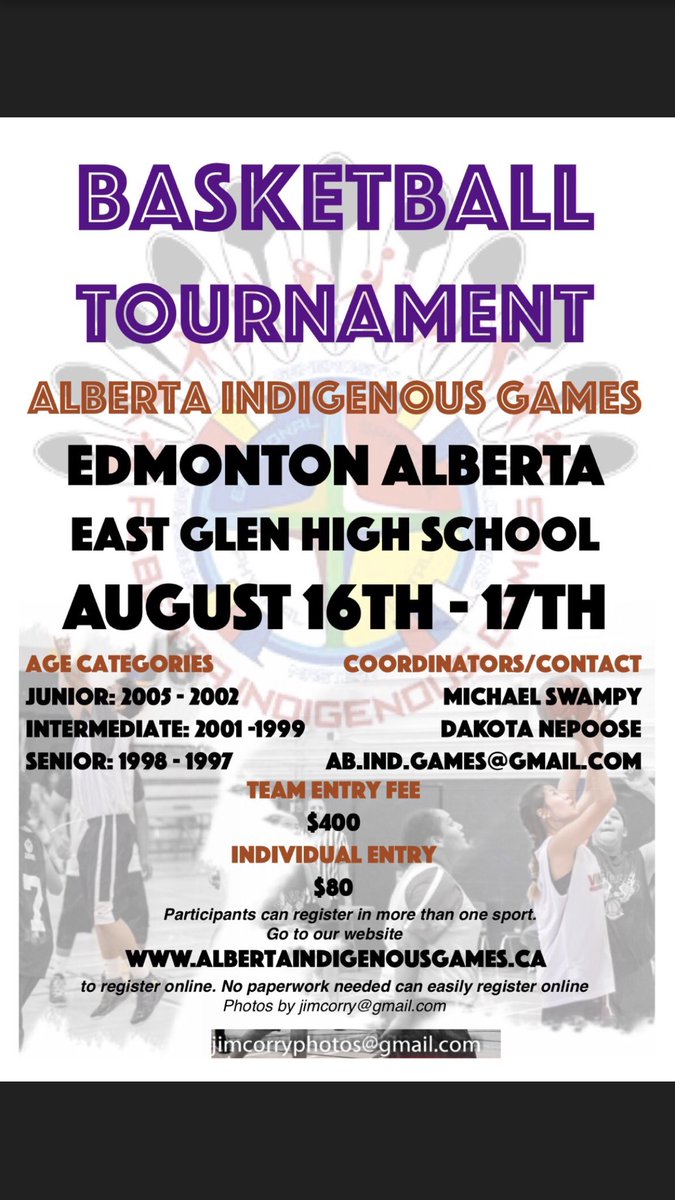 AbIndGames's tweet photo. 2017 Alberta Indigenous Games starts in less than 3 weeks! Get registered on our website! For questions email us at ab.ind.games@gmail.com https://t.co/ZbRusoT1SL
