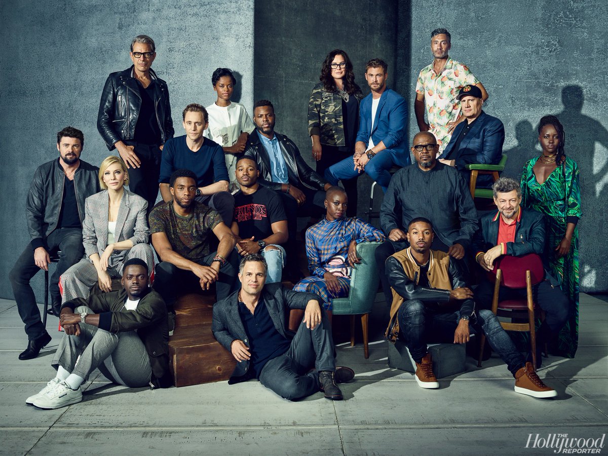 MarvelStudios's tweet photo. The casts of #ThorRagnarok and #BlackPanther unite for one epic photo! (via @THR) https://t.co/R307o2Xvd7 https://t.co/TMr31Udzbv