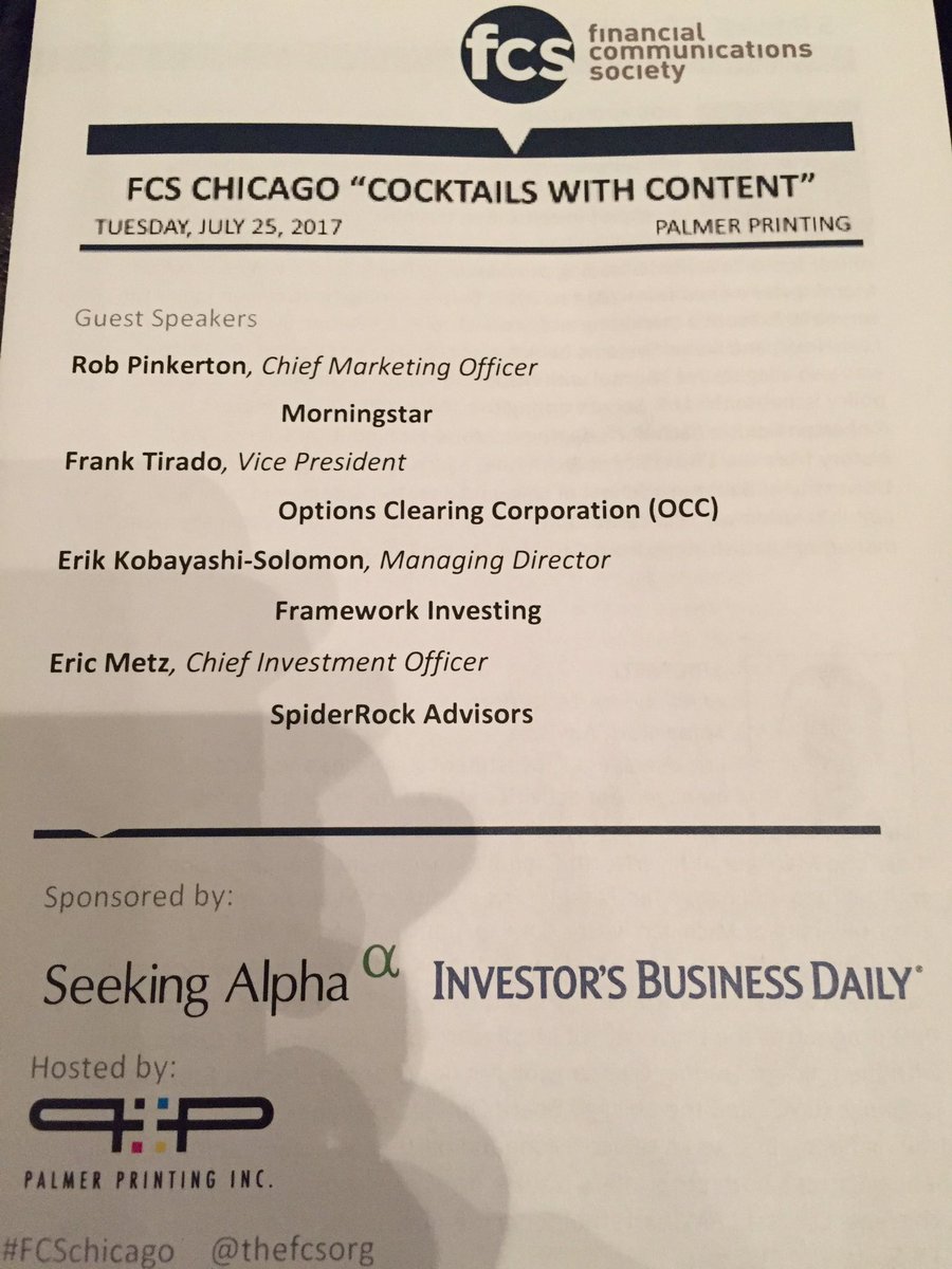 @OptionsClearing @MorningstarInc @FrameworkInvest & SpiderRock Advisors - great panel mktg to #financial advisors by @theFCSorg #FCSChicago