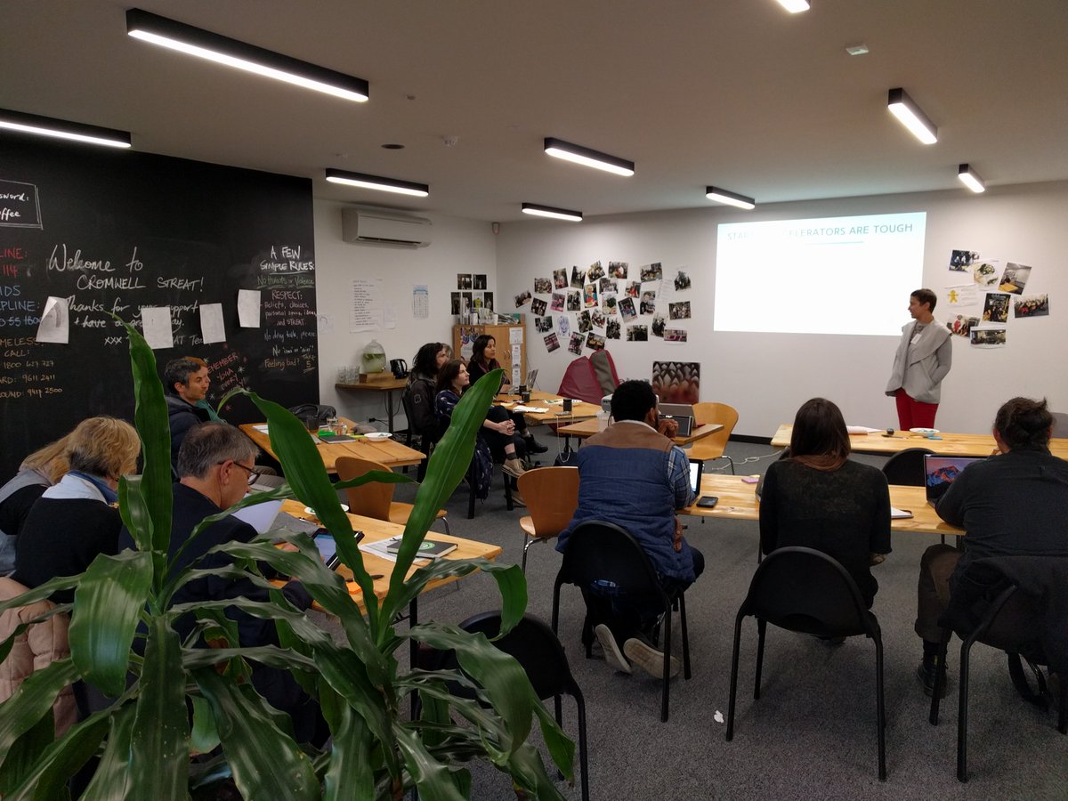 SocialTradersAU's tweet photo. First #STCrunch round 2 workshop with @SisterWorks, @CarltonNLC, @_Open_Canvas, Youth For Causes & Rubber Cuppy @STREATmelbourne HQ! https://t.co/5zhkpW6ORl