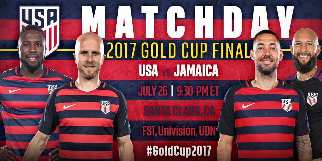 USMNT's tweet photo. Tonight, we strike for gold. It's matchday in the Bay Area!

#️⃣ #USAvJAM
⏰ 9:30 p.m. ET
📺 FS1, Univision, UDN
📰 https://t.co/ulHmvkRFIB https://t.co/WhTnqDDoob
