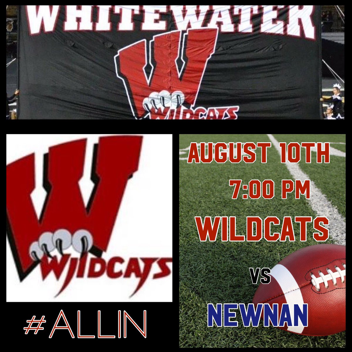 WHSWildcatFoot1's tweet photo. August 10th: WILDCATS kick-off 2017 with a Pre-Season scrimmage against Newnan  7:00 at HOME. Come out &amp; support the WILDCATS!
#CATS #allin https://t.co/M25moJxeS0