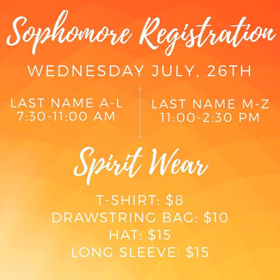 Remember to bring money to pre-order our selection of spirit wear tomorrow!