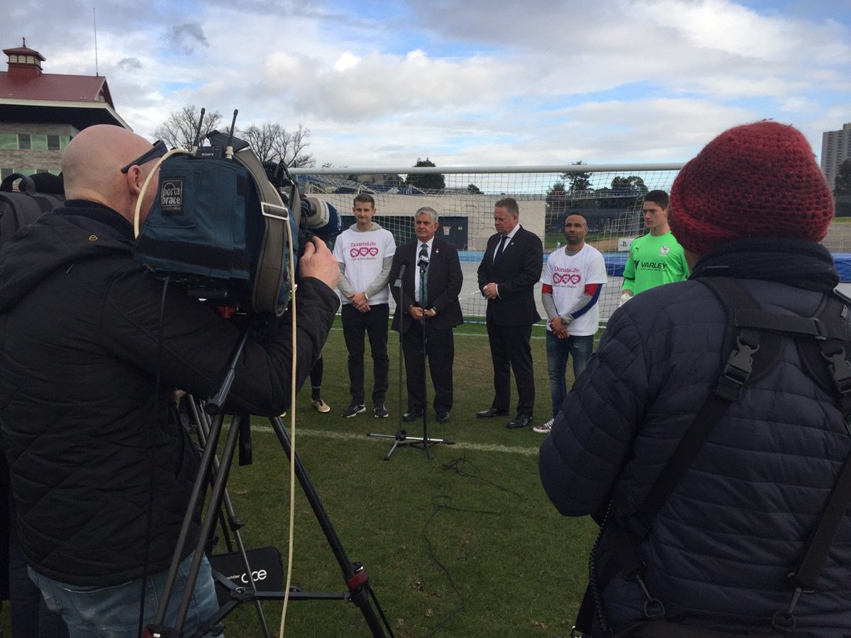 <a href="/FFA/">Football Aus</a>'s Greg O'Rourke joined The Hon @KenWyattMP, <a href="/10Archie/">Archie Thompson</a> &amp; <a href="/akelic/">Ante</a> to launch our #DonateLife Week partnership with FFA #makeitcount