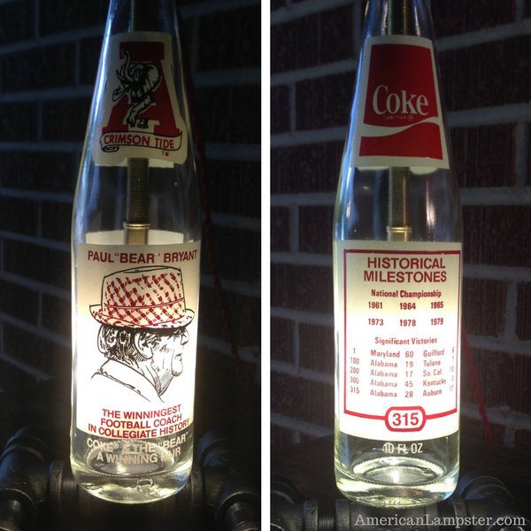 pipelampdesigns's tweet photo. Alabama Paul “Bear” Bryant 1985 Coke Bottle Pipe Lamp: Vintage Coke Bottle Lamp #industrialbottlelamp #rolltide https://t.co/OScv9X5pkh https://t.co/KRe9fwkh8h