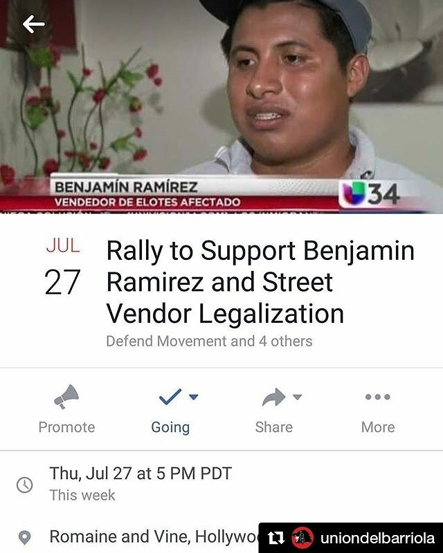 CarrotLife_'s tweet photo. This THURS. 7/27 at 5pm in Hollywood! Support your local street vendor! #elotero #elotejustice #UnionDelBarrio @UniondelBarrio https://t.co/AkvfUaJU6D