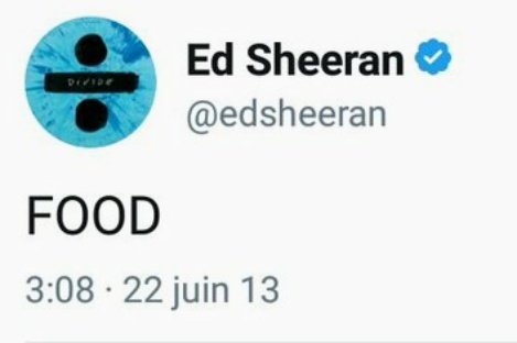 SaveEdsTweets's tweet photo. Food tweets are such a staple with Ed's tweets that sometimes it's literally just the word FOOD.

#SaveEdsTweets
Via @SoMady_ https://t.co/bgMypJrAe0