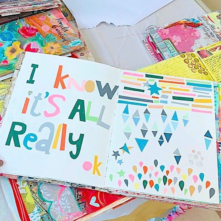 dearhandmadelif's tweet photo. Spotted this: @pamgarrison's journal at #Craftcation17. Pam taught the raddest class on art journaling & how impor… https://t.co/2OohFVdCl6 https://t.co/QNavmWFTOH