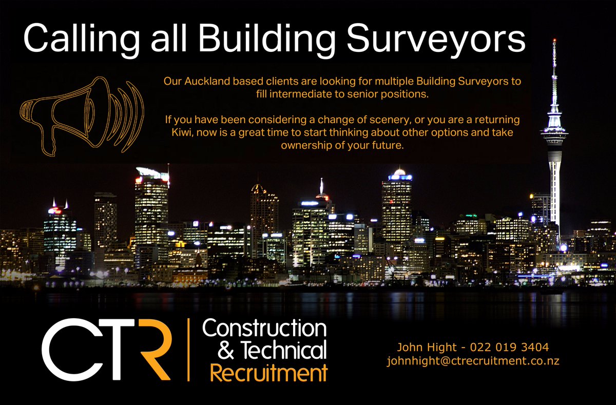 JohnKHight's tweet photo. We have multiple roles for locally experienced Building Surveyors available now. If you are thinking of a change or returning to NZ call me! https://t.co/MuHqzoXZYt
