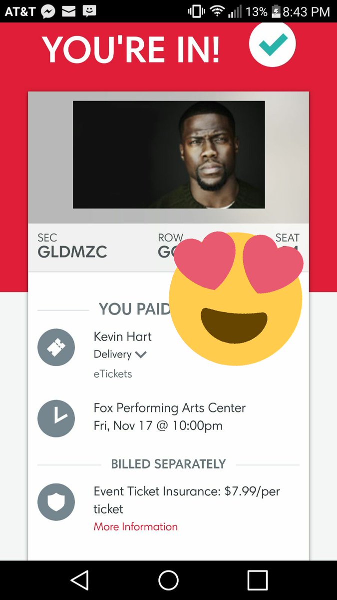insanelystephhh's tweet photo. Got my tickets to see kev soooo excited! We bought front row tickets #webrave https://t.co/NuEueZMQNy