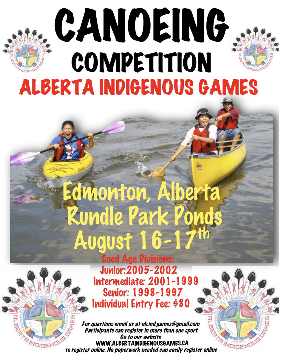 AbIndGames's tweet photo. Free Canoeing Practice 7/30 10-1130am 
Location: Kirk Lake 122 Ave and 190 St
Enter off 184 St and Yellowhead Trail
Rick at (780) 907-6786. https://t.co/LijwwZGWld