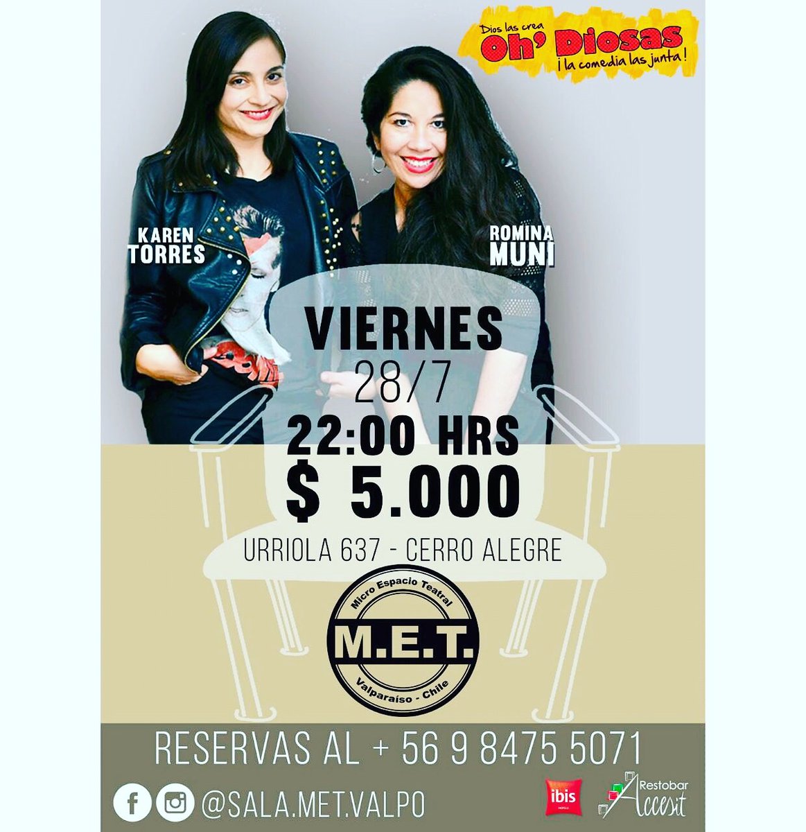 StandUpOhDiosas's tweet photo. ¡Reserven al +569 84755071! Los esperamos el Viernes 28, en @sala_met_valpo a las 22:00 #Valparaiso https://t.co/Uh87ru5NQs