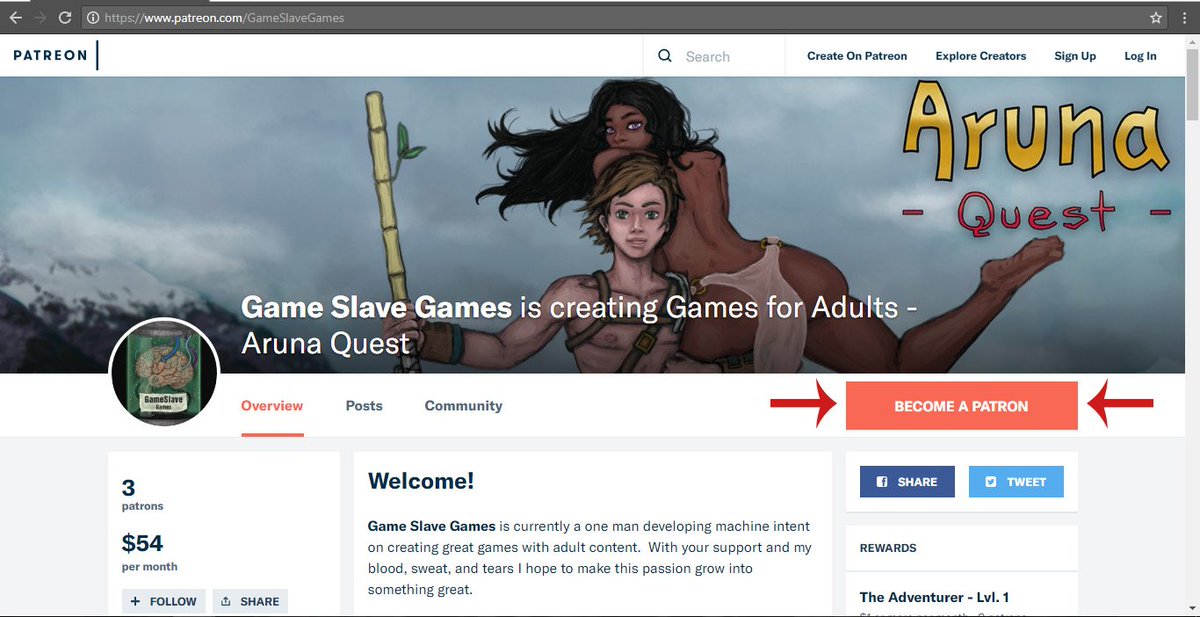 GameSlaveGames's tweet photo. It is with Patreon support I can continue to work on Aruna Quest. Even if you can only give $1 a month it helps me a ton. #patreon #support https://t.co/9u65oDbGQg