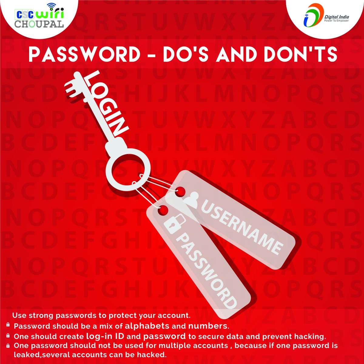 wifichoupal's tweet photo. Some useful tips for securing your password!! #cscwifi #digitalindia #protectpassword https://t.co/pxHcbRz41k