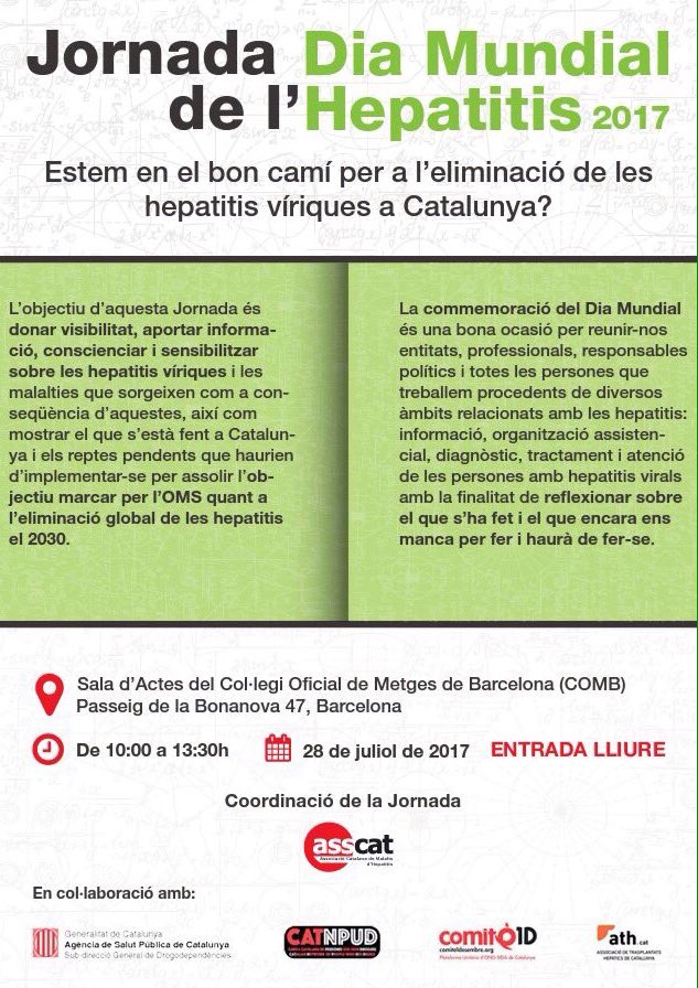 CATNPUD's tweet photo. El 28 de julio, la red catalana de personas q usan drogas patrocina el Día Mundial de la Hepatitis @metgescatalunya @asscatinforma @salutcat https://t.co/Ww1KGJL4cG