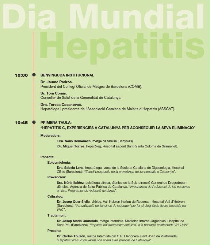 CATNPUD's tweet photo. El 28 de julio, la red catalana de personas q usan drogas patrocina el Día Mundial de la Hepatitis @metgescatalunya @asscatinforma @salutcat https://t.co/Ww1KGJL4cG
