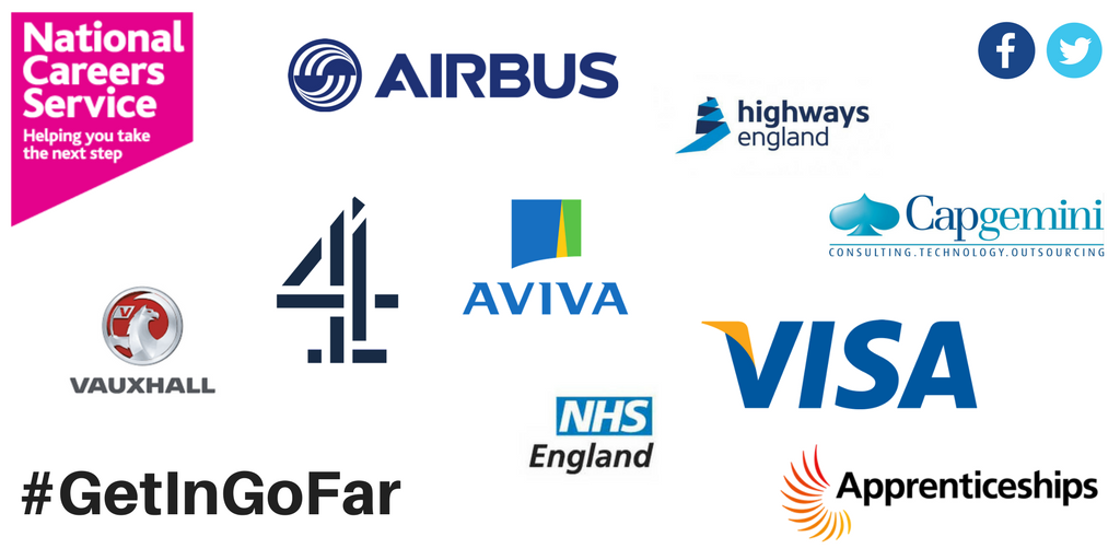 NationalCareers's tweet photo. Could an apprenticeship be your way into employment? We've found level 4-6 apprenticeships live on Gov.uk for all these companies... https://t.co/gjsbuBnHg9