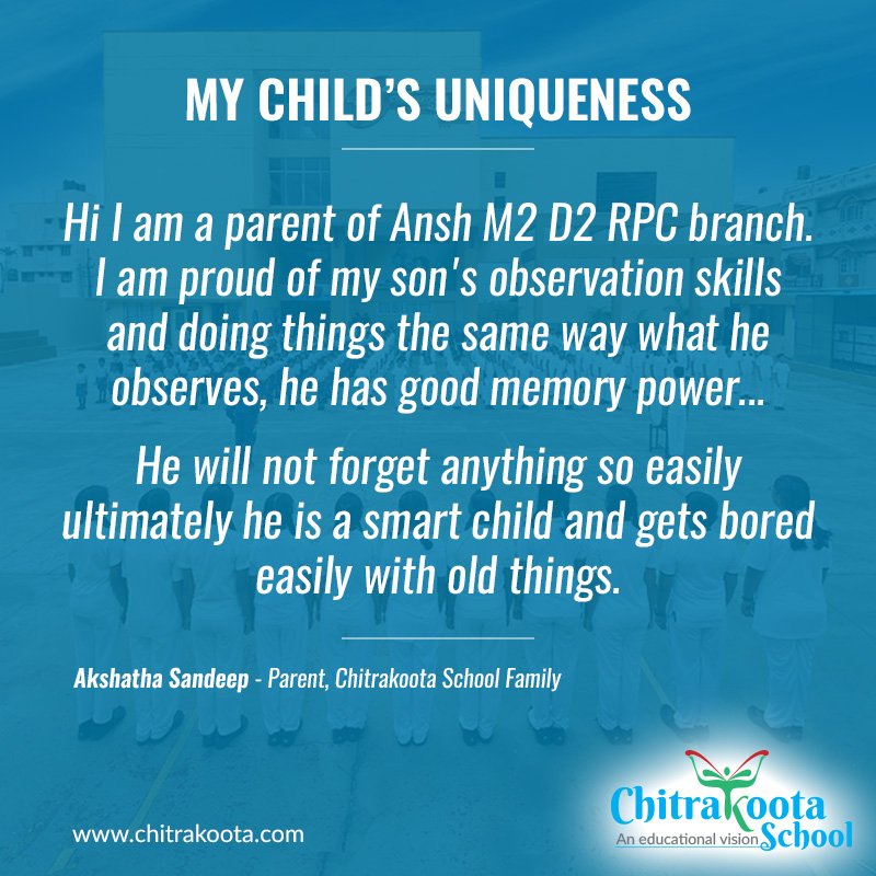 ChitrakootaSch's tweet photo. #Child #Uniqueness #WednesdayMotivation #ChitrakootaSchool #School #cbse #Bangalore #edusports #xseed #schoolcinema #teachnext #timesnie https://t.co/UYbEpvsX3V