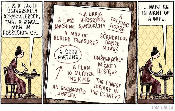 RT @GuardianBooks: Tom Gauld on Jane Austen – cartoon https://t.co/HlhLFLNpce 