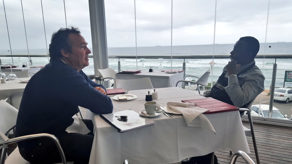 JC has brought gloomy weather to Durban. Talking wine with Ndumiso <a href="/creationwines/">Carolyn Martin</a>. It's going to be a great #WineWednesday  #CreationWines