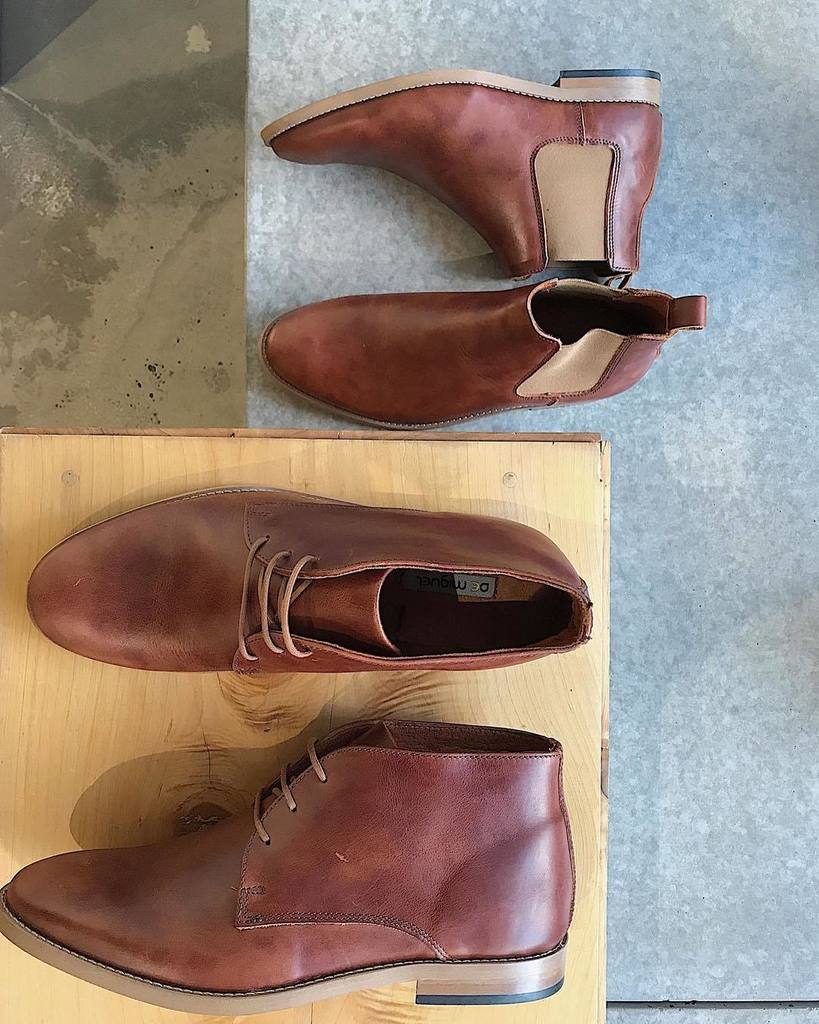 AMO_STORE's tweet photo. One of our favourite colours for winter. Our men's De Miguel Derby and Chelsea boots in amber waxed leather. Handcrafted in Portugal. Ages … https://t.co/mddl14Msp2