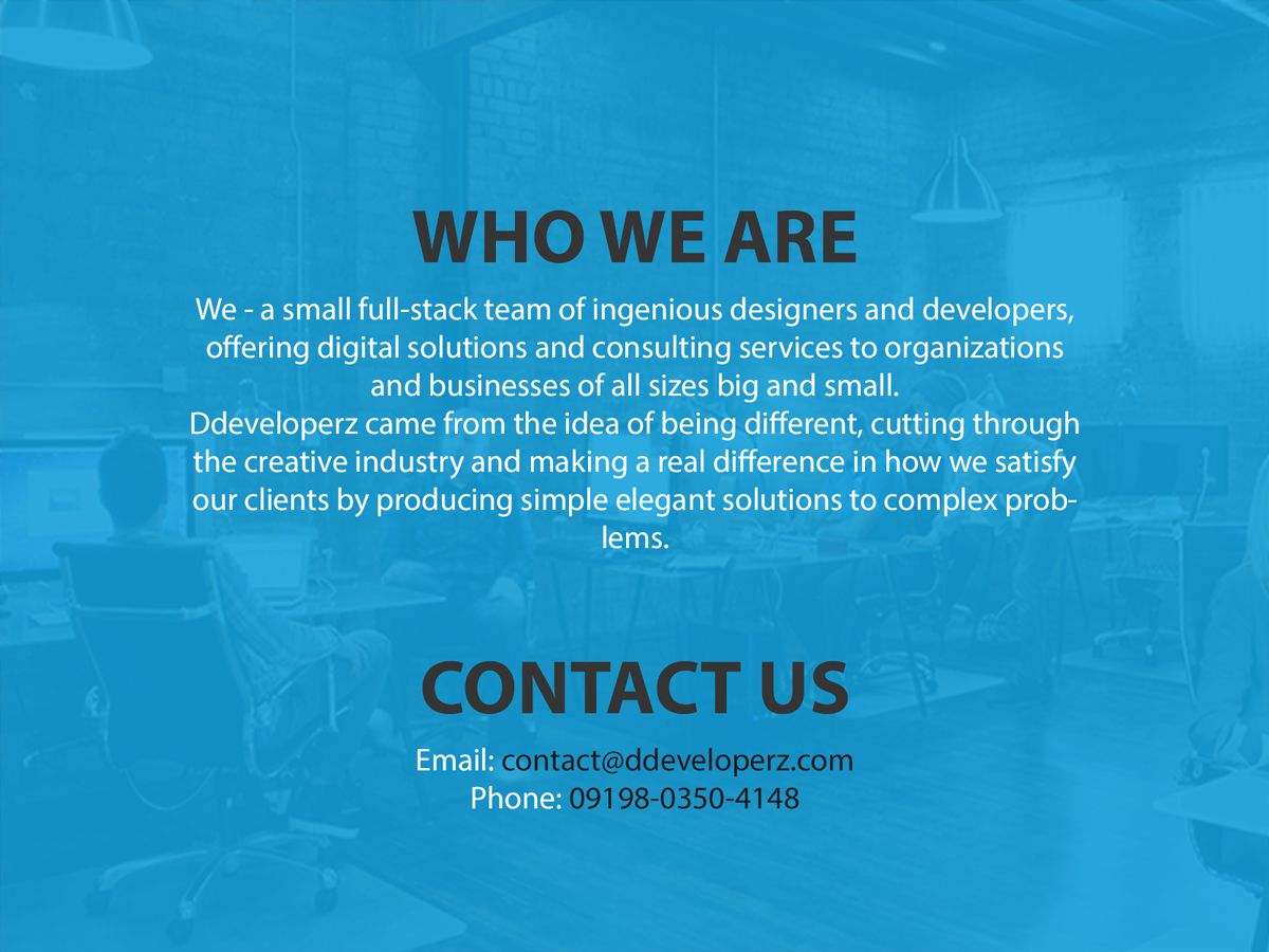 ddeveloperz's tweet photo. We - a small full-stack team of ingenious designers and developers, offering digital solutions to organizations and businesses of all sizes. https://t.co/zXCv5eVtgU