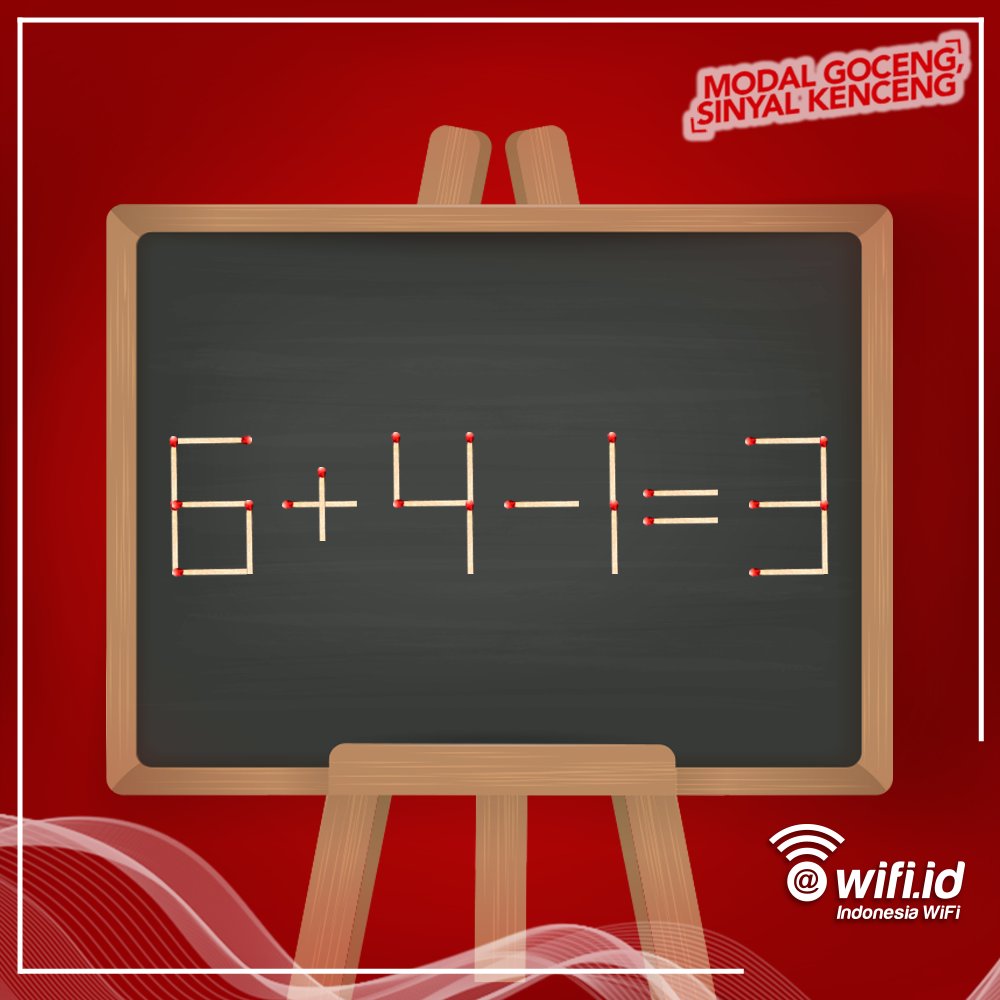 Twifi, ayo coba tebak, batang korek mana yg bisa kamu pindahkan utk bisa menghasilkan jumlah seperti pada gambar di bawah ini? #wifiidgames