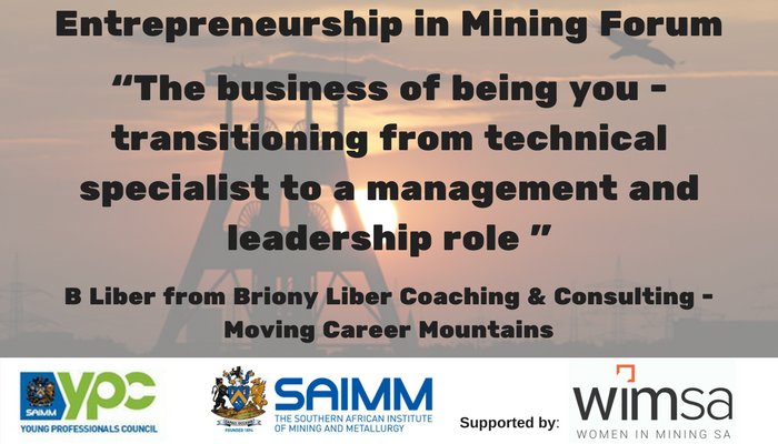 SAIMM1's tweet photo. Today @ the Entrepreneurship in Mining Forum B Liber - @careermountains will be sharing tips on "the business of being you"  #YPC #WiMSA https://t.co/yQNfbETrOs