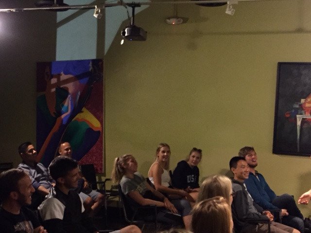 comedynenglish's tweet photo. @santamonicahi thx @andyhendrickson @chrisdunhamlive @AndyRuther Back 7/29 830p @TheMarkDeBonis @shanelucasprice #Comedyinenglish #Meetupla https://t.co/J6NmuhyT43