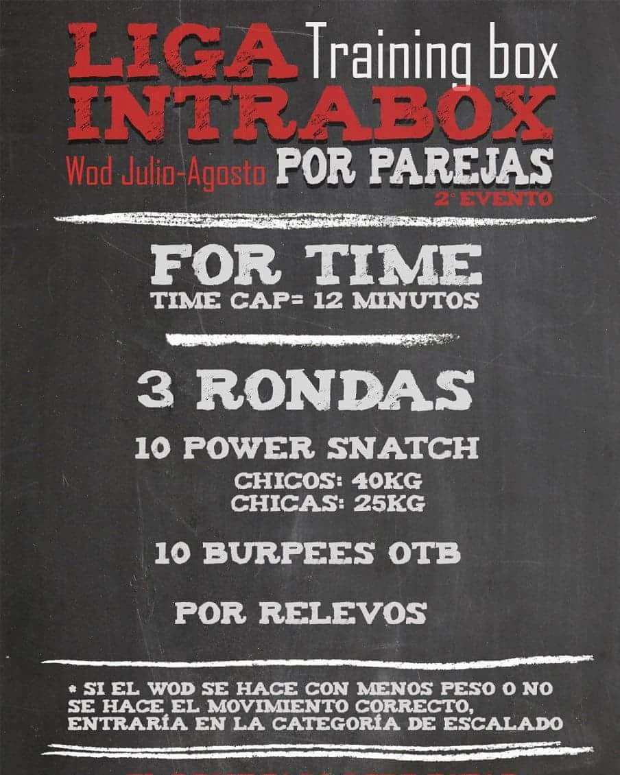 AecTBox's tweet photo. Recordad, tenéis hasta el 15 de AGOSTO #Liga #INTRABOX #PorParejas #TrainingBox #2Evento #Julio #Agosto #Snatch #Burpees #Armilla #Granada https://t.co/1B7QfnI3mY