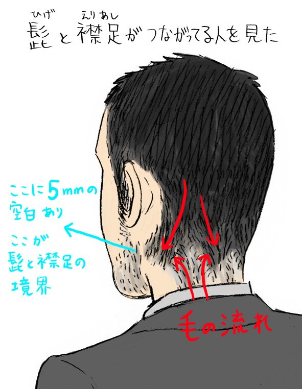 おっさんの毛の流れ。 