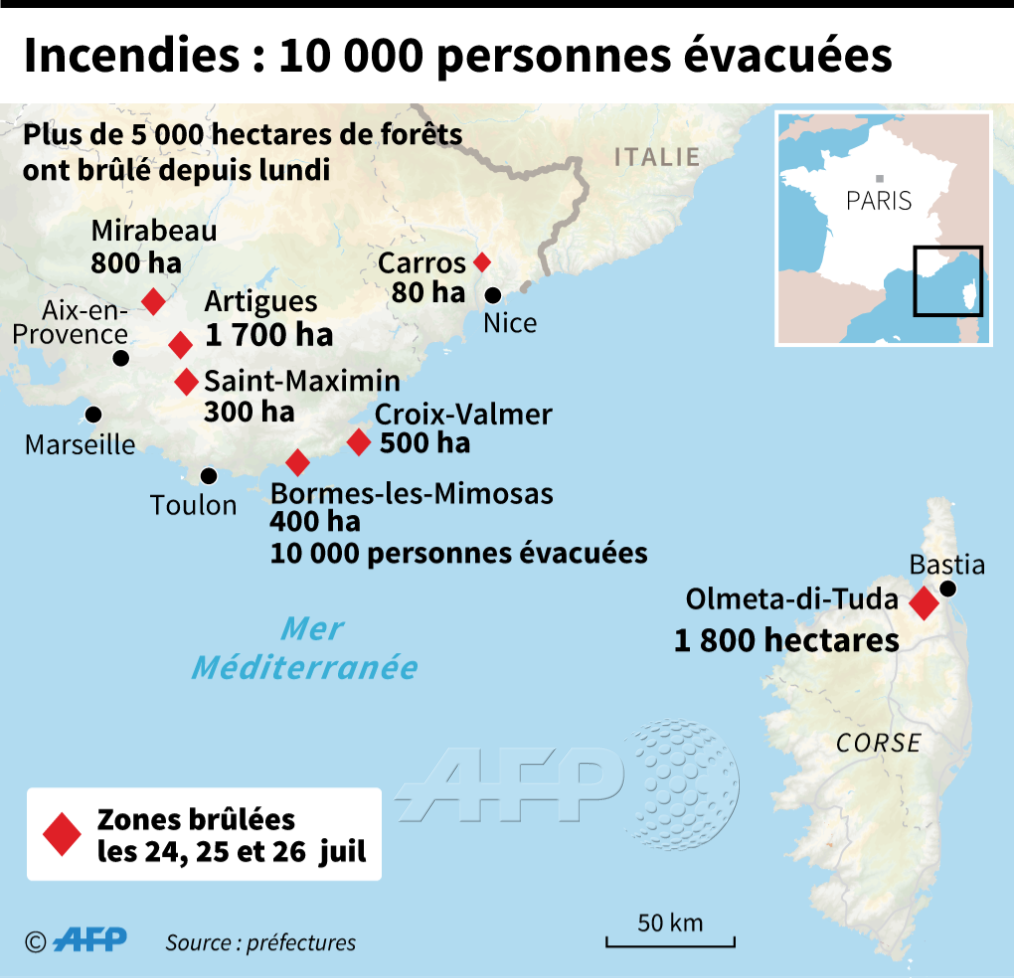 à¦ à¦à¦ à¦° Agence France Presse Carte Des Feux De Forets Dans Le Sud Est De La France Afp Par Afpgraphics