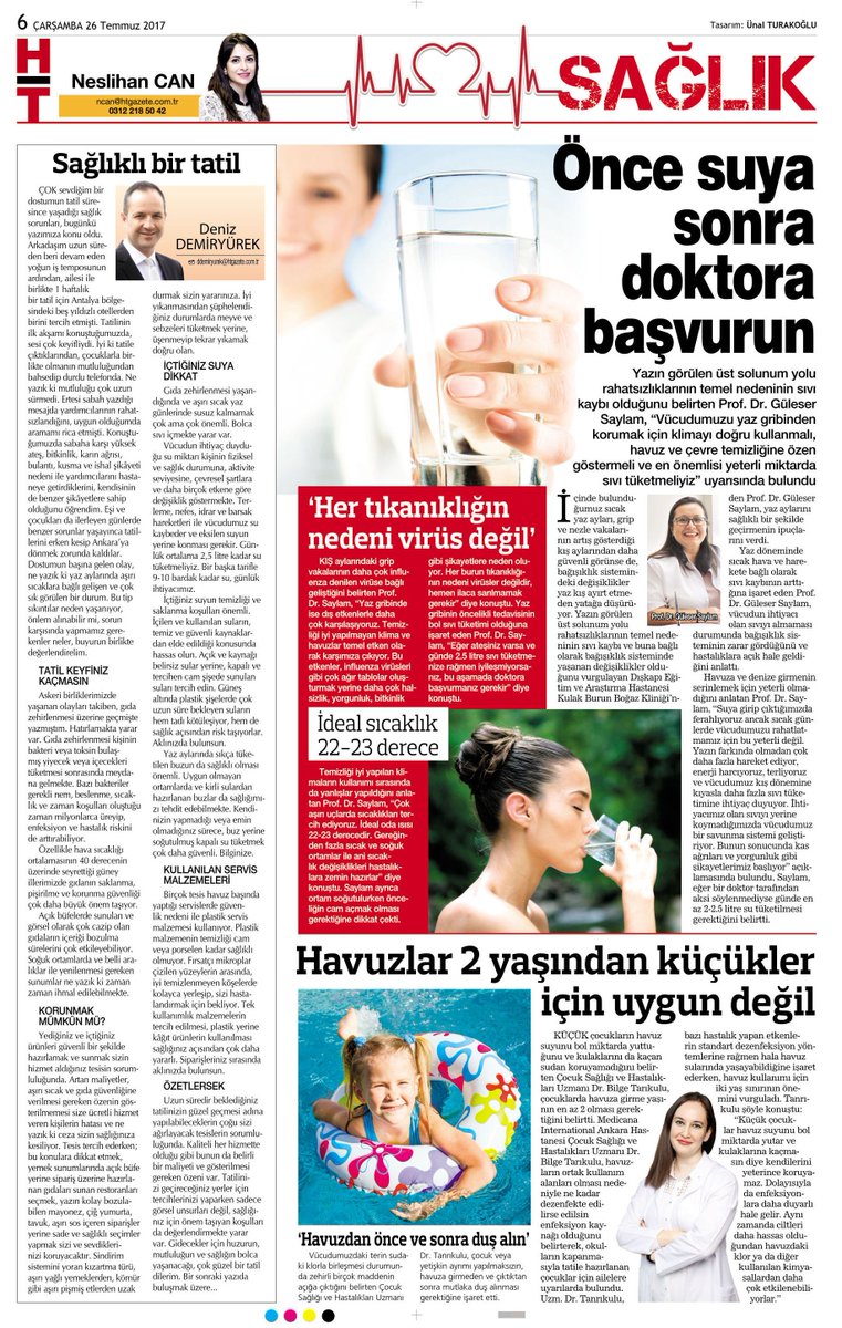 HABERTURKANKARA's tweet photo. Sağlık sayfası her çarşamba HT Ankara'da.
Dışkapı Hastanesi'nden Prof. Dr. Saylan: 'Yaz gribinden su içerek korunun' https://t.co/11ncrNoPwo