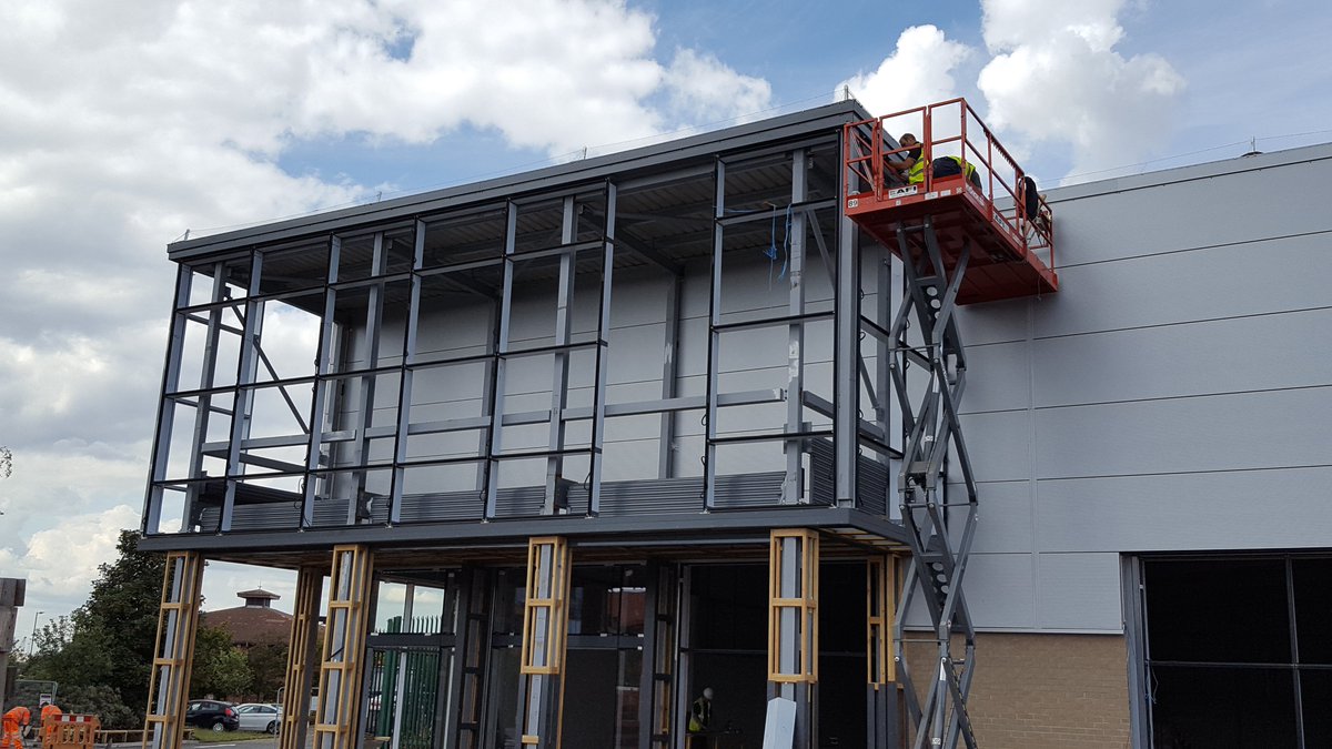 Alusec's tweet photo. Nice feature glazed area being installed at South Sheilds https://t.co/w5v0J8x5lk