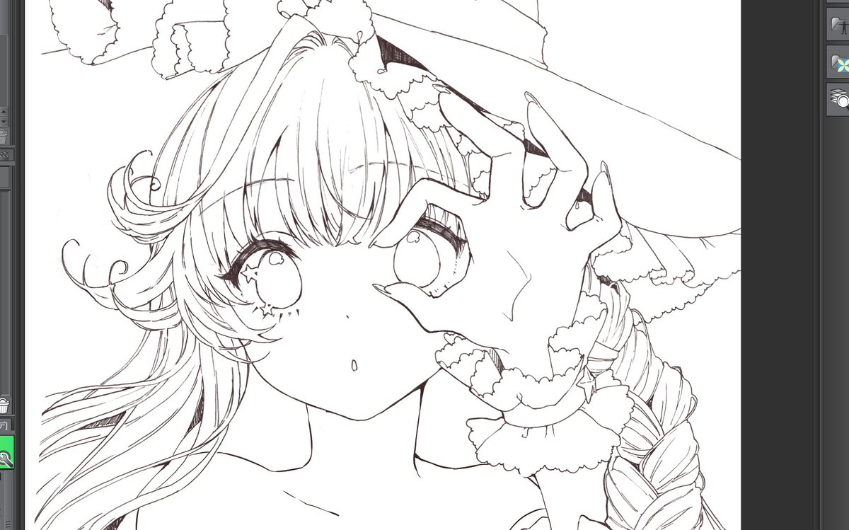 落書き色ぬり用に線画写メから線画抽出したはいいけど気に入らなくて修正中 