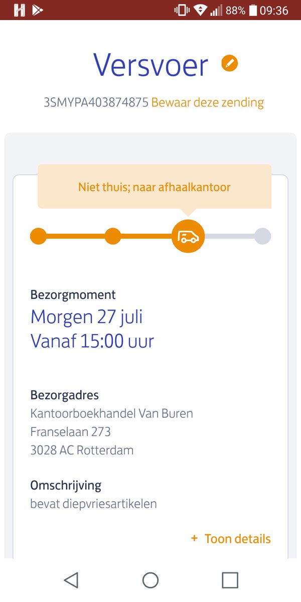 KimBischot's tweet photo. @PostNL, gisteren zou ik dit pakketje ontvangen. De bezorger kon het niet vinden in zijn bus. Morgen is het pakket waardeloos. #diepvries https://t.co/Qzy4CKvWck