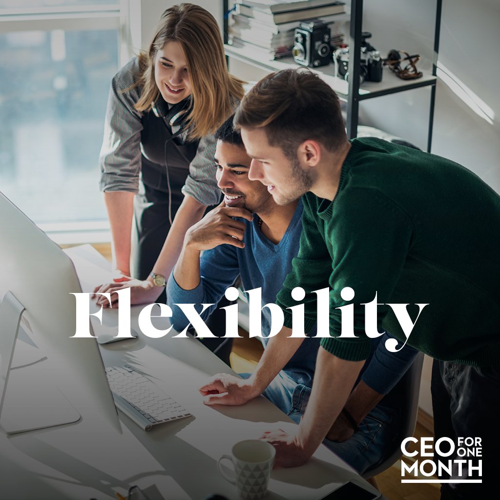 CEOfor1Month's tweet photo. Flexibility can help employees maintain a work-life balance and improve productivity. #CEOAttitude #CEO1Month https://t.co/dD3pKGk1oh