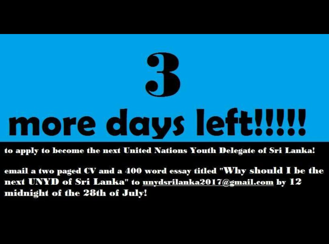 The window of opportunity to be the next Sri Lanka Youth voices at the UNGA is closing fast! Apply today! #slunyds