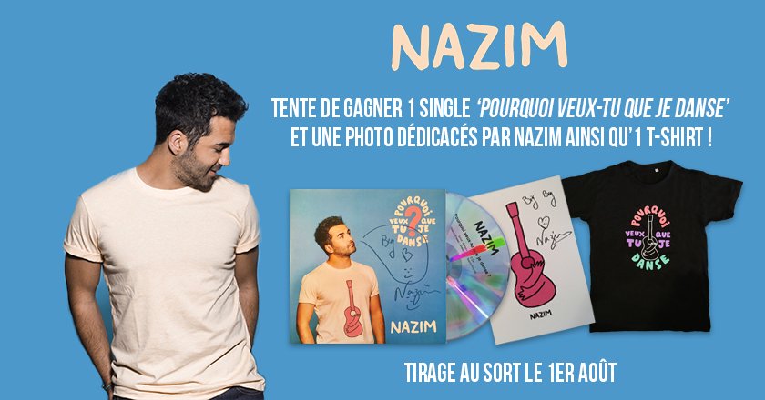 polydorfr's tweet photo. Tente de remporter un single + 1 carte dédicacés par @NazimOfficiel et 1 T-Shirt #PourquoiVeuxTuQueJeDanse, go !
> https://t.co/mfpuQ0qHbg https://t.co/fENTkdQIIF